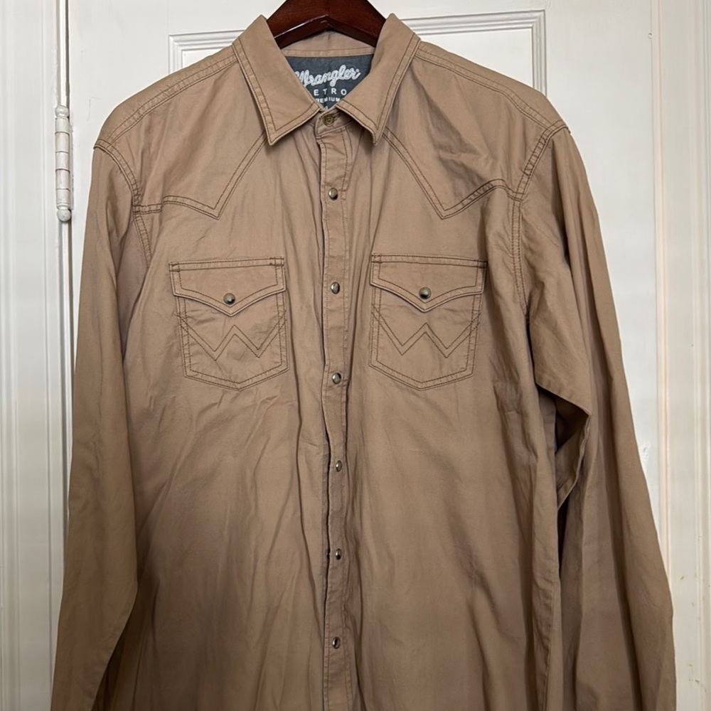 Wrangler Tan Casual Button Down Shirt